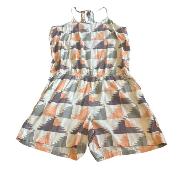 Prana Franny Romper Sleeveless Racerback Shorts Pockets Fun Print Size Medium - Picture 2 of 12